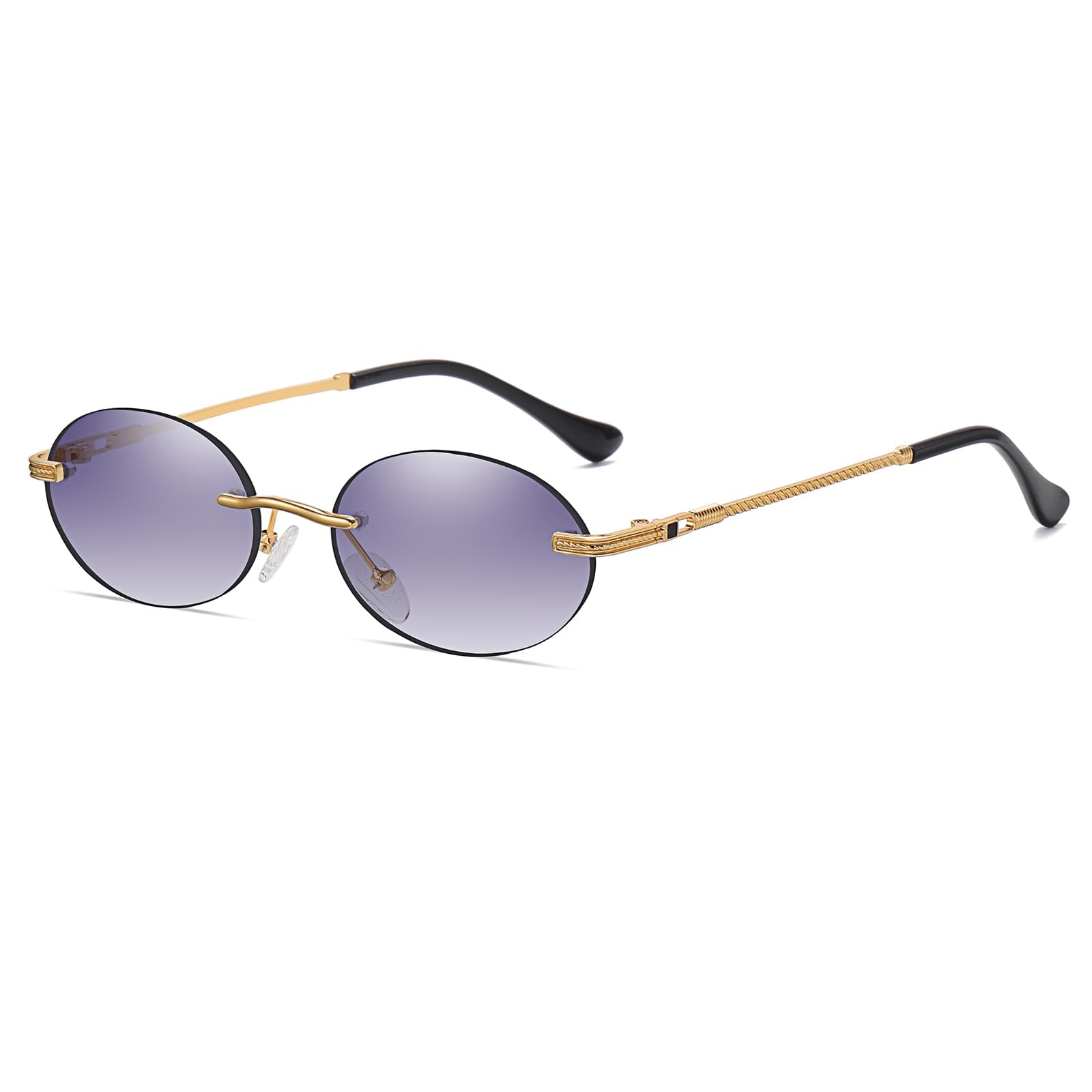 Polarized Small Oval Rimless Sunglasses