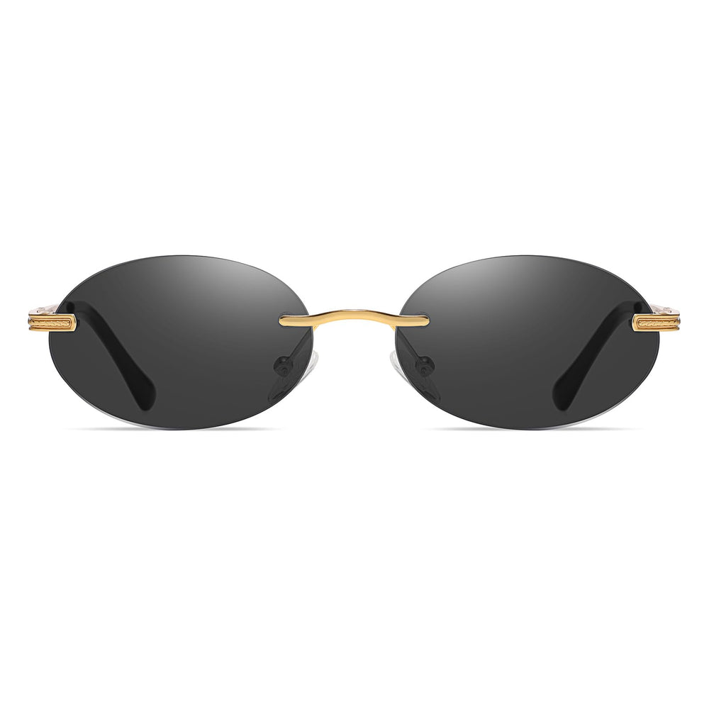 Polarized Small Oval Rimless Sunglasses