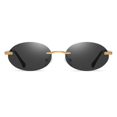 Polarized Small Oval Rimless Sunglasses