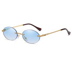 Polarized Small Oval Rimless Sunglasses