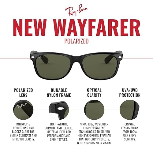 Ray-Ban RB2132 New Wayfarer Polarized Square Sunglasses