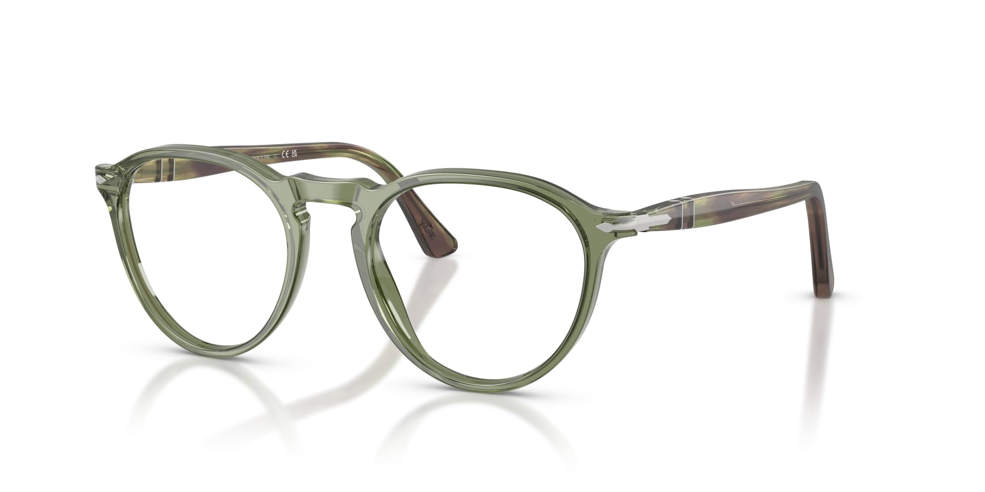 Persol PO3286V Prescription Eyewear Frames, Transparent Green/Demo Lens, 51 mm