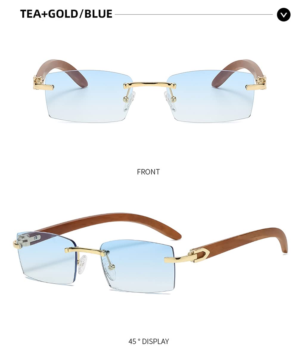 Retro Rimless Rectangle Sunglasses