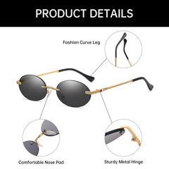 Polarized Small Oval Rimless Sunglasses