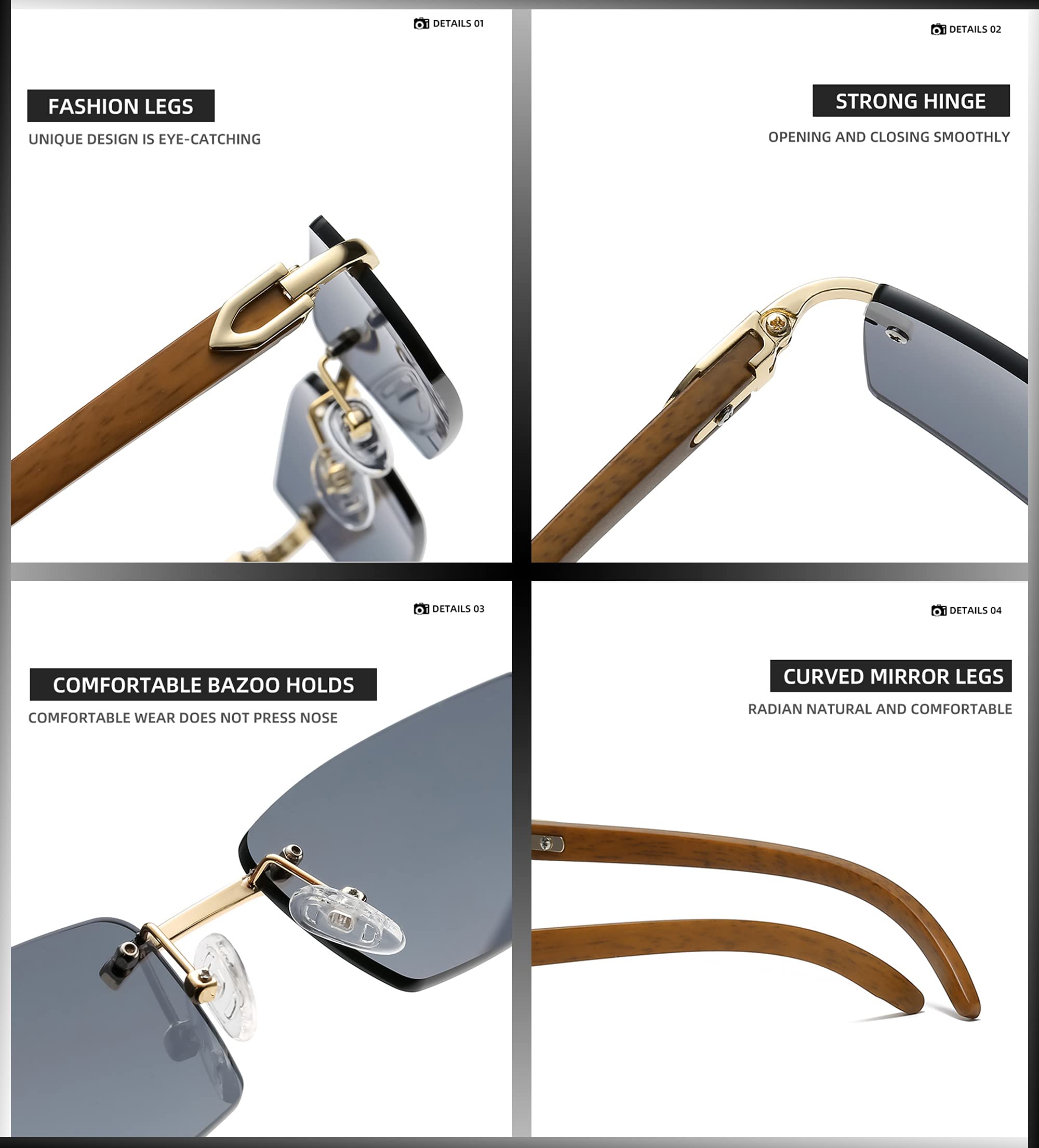 Retro Rimless Rectangle Sunglasses