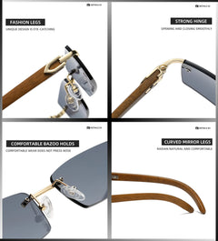 Retro Rimless Rectangle Sunglasses